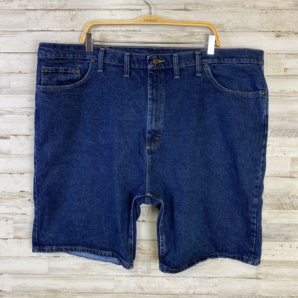 Wrangler Jean Shorts Men 46x9.5"Blue Denim Medium Wash Western Jorts Stretch